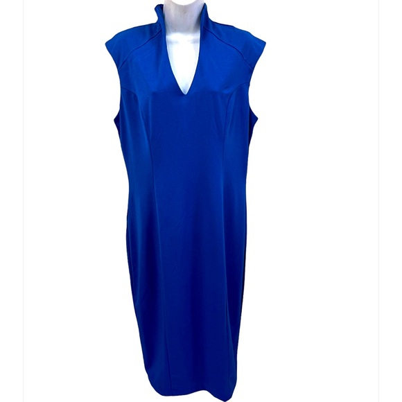 Alexia Admor Cobalt Short Sleeve Katrina Military Sheath Midi Dress L NWT - Picture 3 of 12